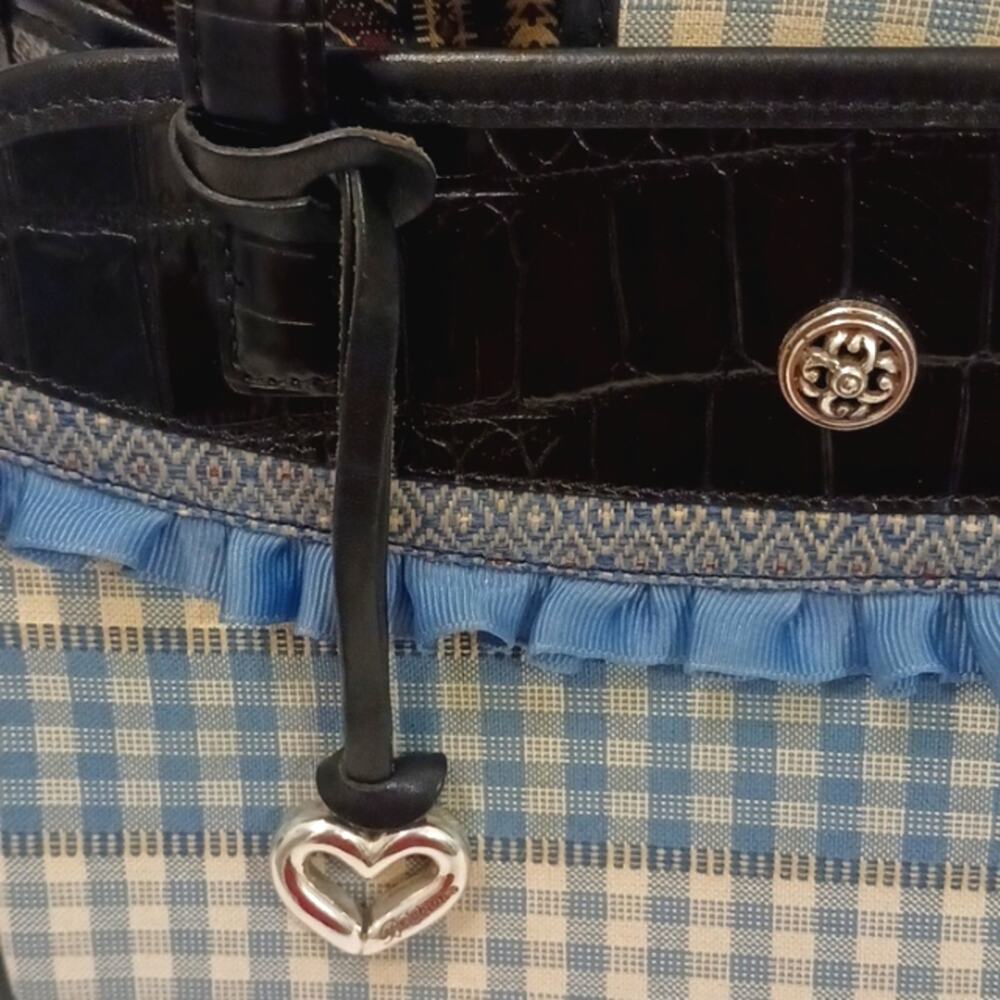 Brighton LEATHER Shoulder Bag Croc Embossed Leather & Whimsical Fabric C144458 - Picture 5 of 16